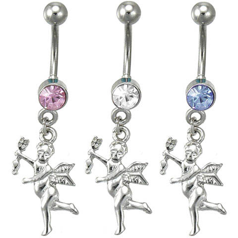 Cupid CZ Dangle Belly Ring