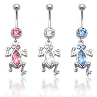 CZ Frog Dangle Belly Ring