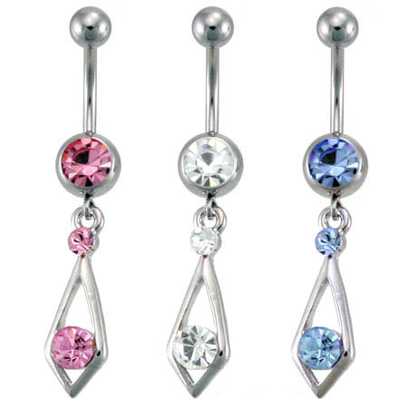 CZ Tie Dangle Belly Ring