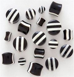 Striped uv ear plugs, print ear plugs, flesh tunnel