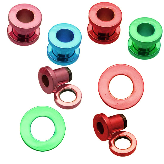 Anodized 316l stainless steel screw on flesh tunnel