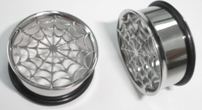 Spider web 316l stainless steel flesh tunnel, ear plugs