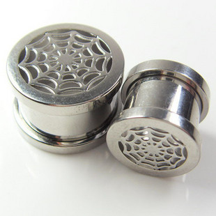 Spider web 316l stainless steel flesh tunnel, ear plugs