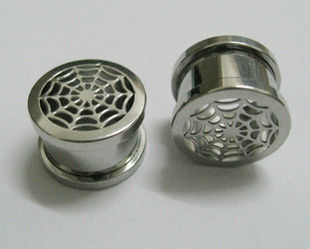 Spider web 316l stainless steel flesh tunnel, ear plugs