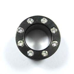 CZ stone 316l stainless steel flesh tunnel, cz jewelry ear plugs