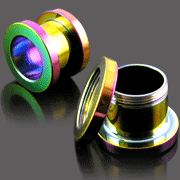 Anodized 316l stainless steel screw on flesh tunnel