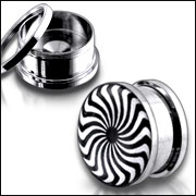 Anodized Externally thread logo picture 316l stainless steel screw on flesh tunnel,ear plugs,ear tap