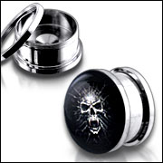 Anodized Externally thread logo picture 316l stainless steel screw on flesh tunnel,ear plugs,ear tap