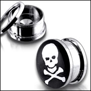 Anodized Externally thread logo picture 316l stainless steel screw on flesh tunnel,ear plugs,ear tap