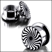 Anodized Internally thread logo picture 316l stainless steel screw on flesh tunnel,ear plugs,ear tap