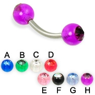 316l stainless steel eyebrow bananna with uv balls,curved barbell,eyebrow rings,barbells