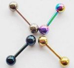 Anodized 316l stainless steel Tongue Barbells, straight barbell, tongue rings,body piercing jewelry