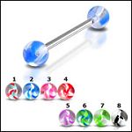 316l stainless steel Tongue Barbells with collection uv balls, straight barbell, tongue rings,body p