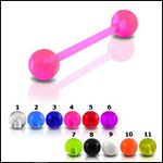 UV acrylic Tongue Barbells with collection uv balls, straight barbell, tongue rings,body piercing je