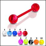 UV acrylic Tongue Barbells with collection uv balls, straight barbell, tongue rings,body piercing je