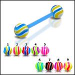 UV acrylic Tongue Barbells with collection uv balls, straight barbell, tongue rings,body piercing je