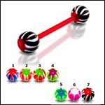 UV acrylic Tongue Barbells with collection uv balls, straight barbell, tongue rings,body piercing je