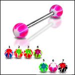 UV acrylic Tongue Barbells with collection uv balls, straight barbell, tongue rings,body piercing je