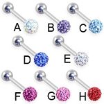 316l stainless steel Tongue Barbells with cz stone, straight barbell, tongue rings,body piercing jew