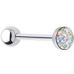 316l stainless steel Tongue Barbells with paved cz stones, straight barbell, tongue rings,body pierc