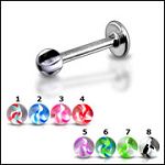 316l stainless steel labret with uv balls,body piercing jewelry,fashion jewelry,lip rings,labret pie