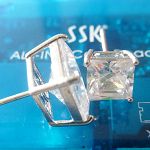 pricess cut,square cubic zircon stud earrings,grid square cubic zircon stud earrings,cz stud earring