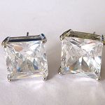 pricess cut,square cubic zircon stud earrings,grid square cubic zircon stud earrings,cz stud earring