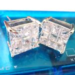 pricess cut,square cubic zircon stud earrings,grid square cubic zircon stud earrings,cz stud earring