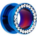 CZ stone 316l stainless steel flesh tunnel, cz jewelry ear plugs Details