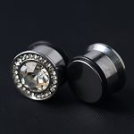 CZ stone 316l stainless steel flesh tunnel, cz jewelry ear plugs Details